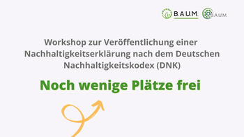 Workshop zur Veröffentlichung einer Nachhaltigkeitserklärung nach dem Deutschen Nachhaltigkeitskodex (DNK): Noch wenige Plätze frei!